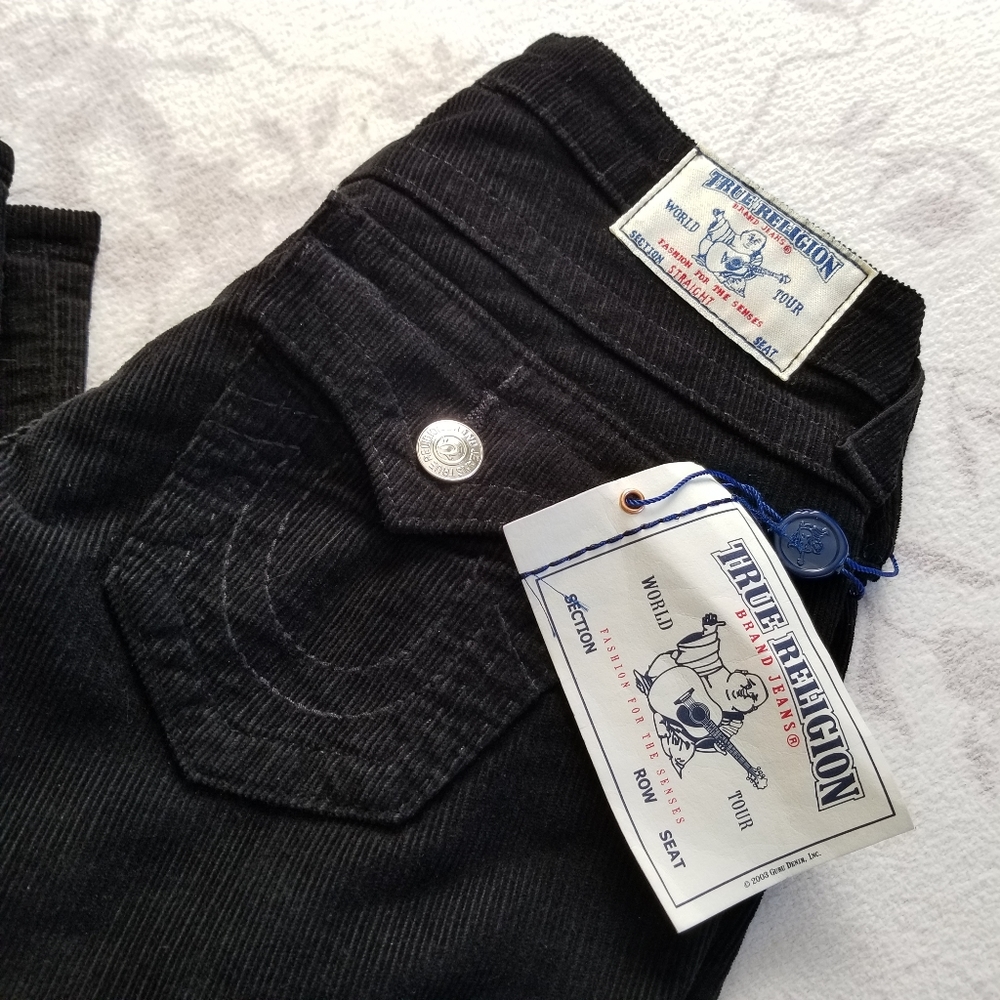 True Religion Corduroys Black Straight Size 25